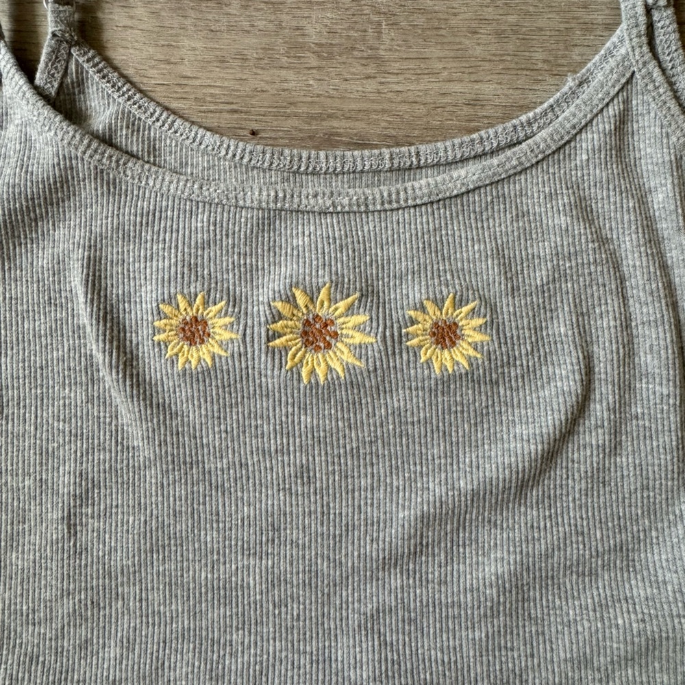 Hollister embroidered sunflower baby cami